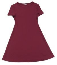 Vínové rebrované šaty Primark