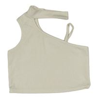 Biely rebrovaný crop top