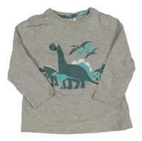 Sivé melírované tričko s dinosaurami BPC