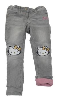 Šedé skinny podšité rifle s Hello Kitty C&A