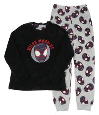 Černo-šedé chlupaté pyžamo - Spiderman - Miles Morales Primark