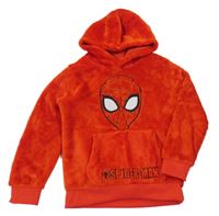 Červená chlpatá mikina so Spidermanem a kapucňou Marvel