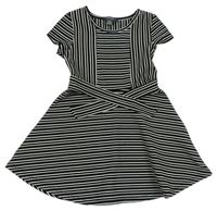 Čierno-biele pruhované šaty s opaskom Primark