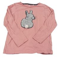Staroružové pruhované pyžamové tričko s králikom Topolino