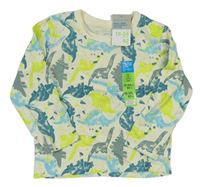 Smetanovo-modro-žluté pyžamové triko s dinosaury Primark