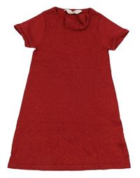 Červené trblietavé pletené šaty s mašlou H&M