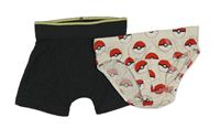 2 set - Béžové slipy s pokébally + tmavošedé boxerky 