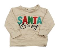 Svetlobéžová ľahká mikina s nápisem - Santa