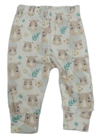 Smotanové vzorované ľahké tepláky s hrochy