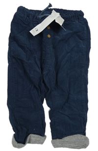 Nové - Tmavomodré podšité manšestráky H&M