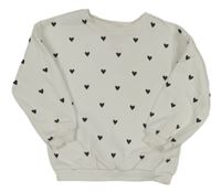 Biela mikina so srdiečkami F&F