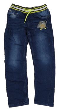 Tmavomodré skinny rifle s úpletovým pasem a příšerkou Kiki&Koko