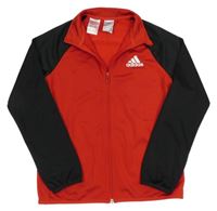 Červeno-černá sportovní funkční propínací mikina s logem Adidas