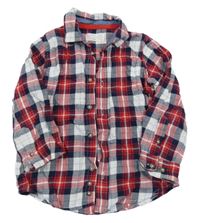 Bílo-tmavomodro-červená kostkovaná košile 