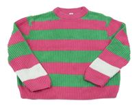 Zeleno-ružový pruhovaný sveter Yigga