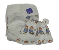 2 set - bílé plenkové kalhotky s nastavitelnou velikostí + bílá čepice s Paddingtonem 