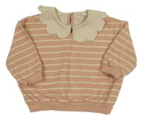 Starorůžovo-béžová pruhovaná mikina s golierikom George