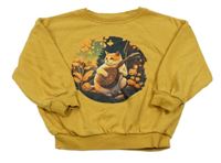 Okrová oversize mikina s mačkou George