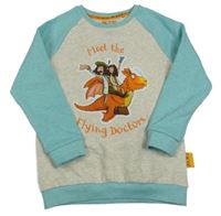 Šedo-světlemodrá mikina s drakem 