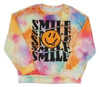 Farebná mikina s nápisom a smajlíkom Shein