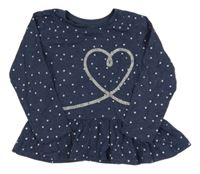 Tmavomodrá puntíkatá tunika se srdcem Primark