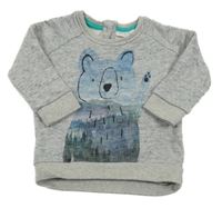 Sivá melírovaná mikina s medvěďom Next