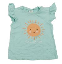 Svetlomodré tričko so slniečkom a volánikmi H&M