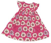 Tmavorůžovo-smotanové kvetované bavlnené šaty John Lewis