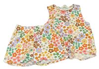 2set - Bílo-barevný květovaný top + bavlněné kraťasy H&M