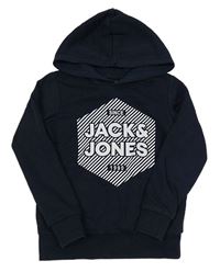 Tmavomodrá mikina s logem a kapucí Jack & Jones