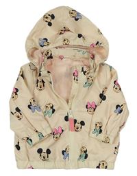 Smetanová šusťáková podzimní bunda s Minnie a kapucí H&M
