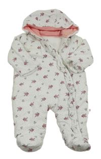 Biela menšestrová bodkovaná á zateplená kombinéza s kapucňou Mothercare