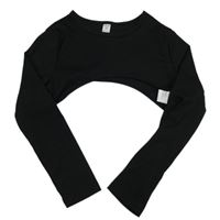 Čierne rebrované crop tričko Shein