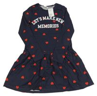 Nové - Tmavomodré šaty se srdíčky a nápisem H&M