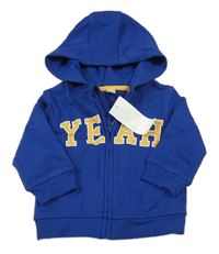 Nové - Tmavomodrá propínací mikina s nápisem a kapucí TEX