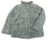 Sivý melírovaný kožušinový zateplený kabát