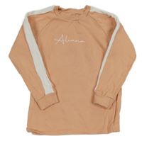 Růžovo-bílá mikina s nápisem 