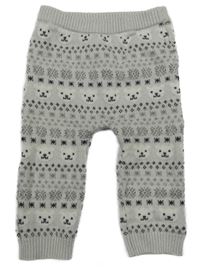 Svetlosivé pletené vzorované tepláky s medvedíkmi F&F