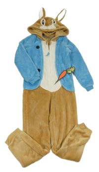 Béžovo-modrá plyšová kombinéza s kapucí - Králíček Petr M&S