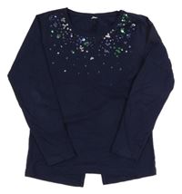 Tmavomodré tričko s flitrami