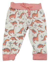 Bielo-ružové tepláky s diny Shein