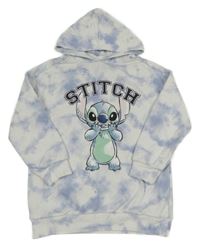 Světlemodro-bílá batikovaná mikina se Stitchem a kapucí C&A