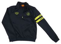 Tmavomodro-neónově žltá thermo mikina s nášivkami