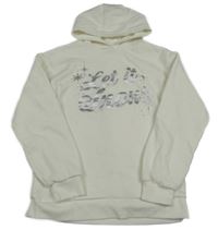 Biela mikina s nápisom a kapucňou Primark