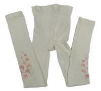 Bílé punčocháčové silonky s motýlikmi