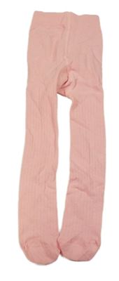 Růžové žebrované punčocháče 