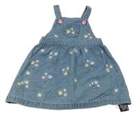 Nové - Světlemodré riflové květované laclové šaty Dunnes 