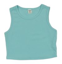 Svetlomodrý rebrovaný crop top Shein