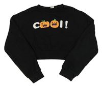 Čierna crop mikina s dýněmi Shein