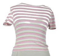 Dámske ružovo-bielo-zelené pruhované crop tričko Primark